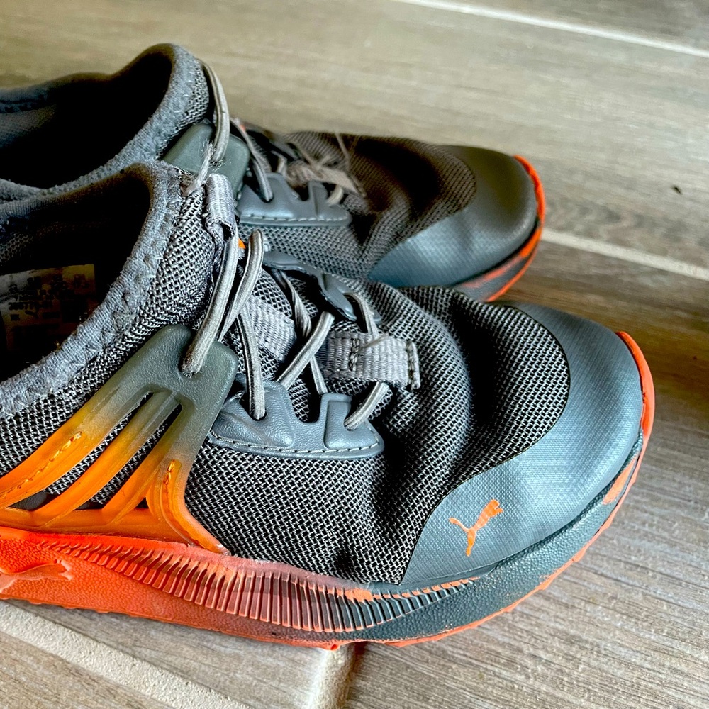 Puma Orange and Grey Boys Sneaker.